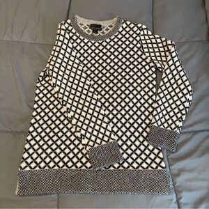 J. Crew Italian Cashmere Black And White Diamond Sweater XSmall